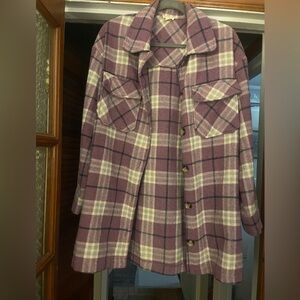 Hem & Thread Brown/Cream Plaid Button-Front Shirt Jacket. Fab for the Spring